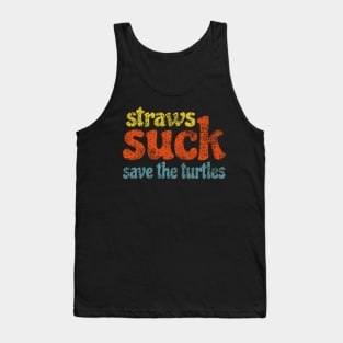 Straws Suck Save the Turtles Retro Sticker Gift for Girls Water Flasks Pillows Tank Top